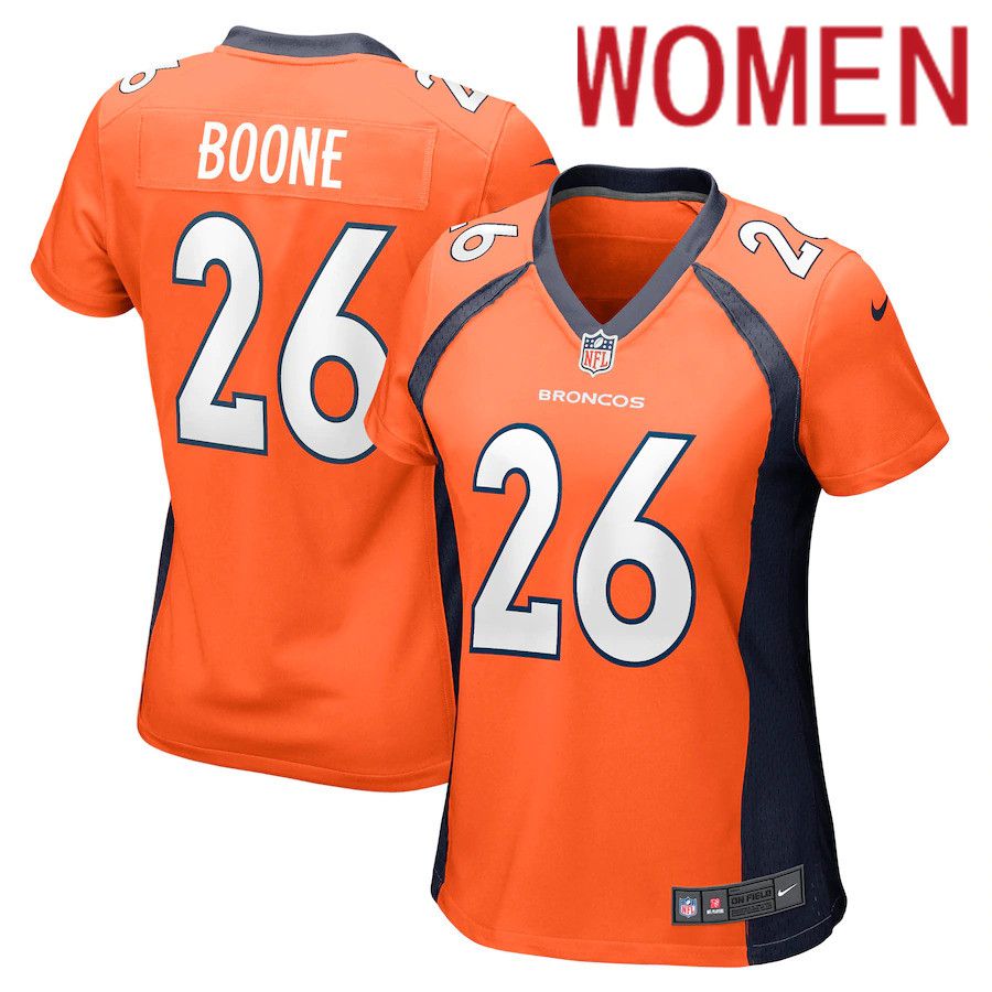 Women Denver Broncos #26 Mike Boone Nike Orange Nike Game NFL Jersey